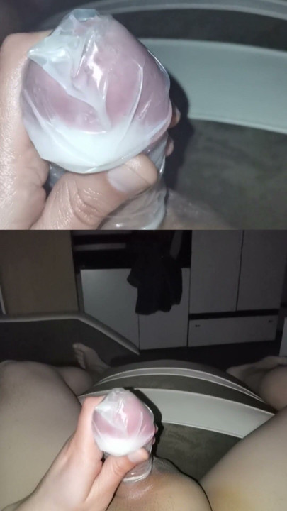 Høj stønnen - sprøjt i kondom efter jeg fangede min bedste veninde i badet | Klip 3