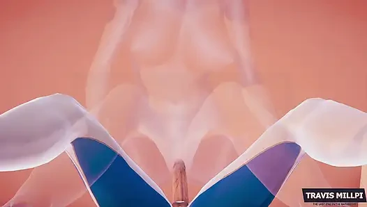 Invisible Woman Is Fucking Herself with Elastic Dick