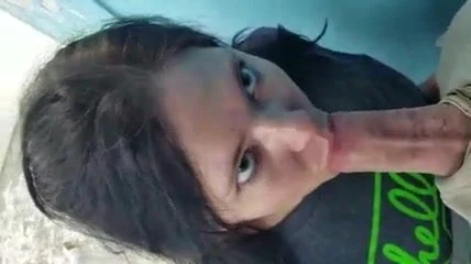 Amateur girl sucks cock in public