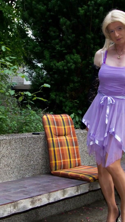 My Purple Chiffon Gown - Fine Outdoor Cumshot | Clip 1