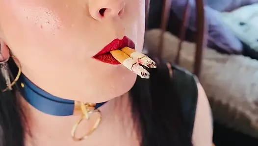British Wife, Tina Snua, Smoking 2 Cigarettes At Once! Drifting Snap Inhales Smoker Smoke OMI OME