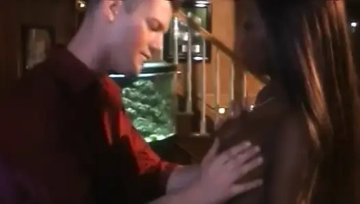 Shaved Pussy Young Black Girl Can't Get Enough Big White Dick in Her Cunt