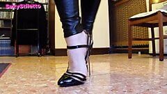 Wearing Black Steel Heel Stilettos