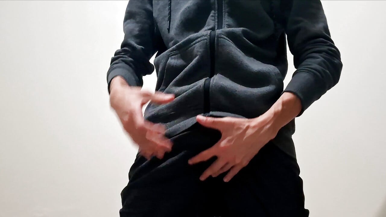 I took off my jacket and started playing with my cock.