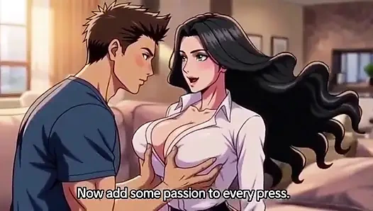 Stiefmutter bringt seinem stiefsohn bei, wie man große natürliche titten 3D Anime verführt