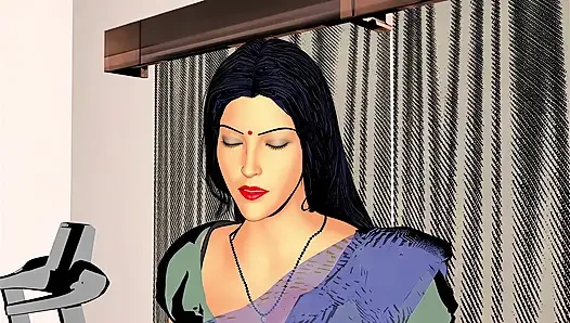 Azgın desi Hintli Pakistanlı yenge kaslı adam tarafından sert sikiliyor evde gizli seks.