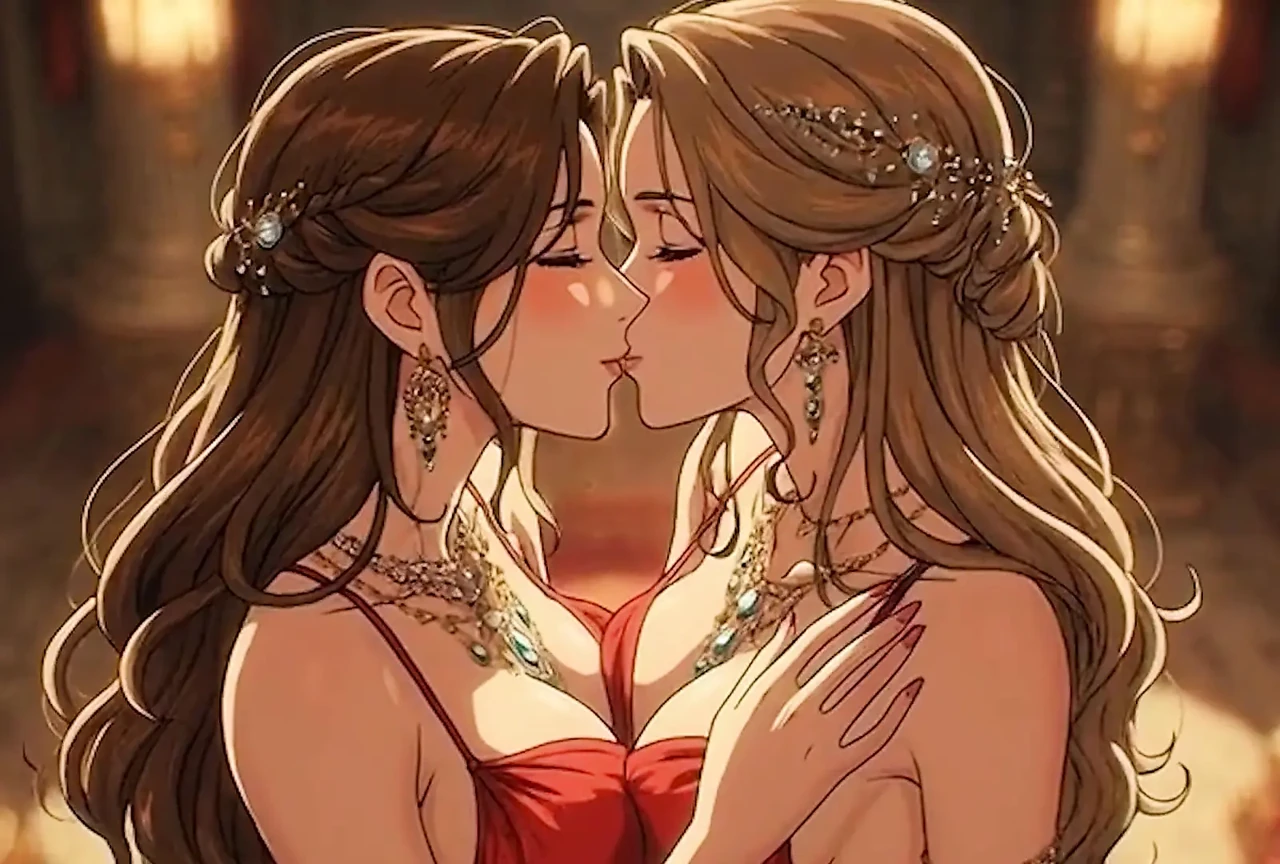Kissing Orgasm of Mature Women, AI Generated Cartoon content, Uncensored video of 18 Year old Anime Girl