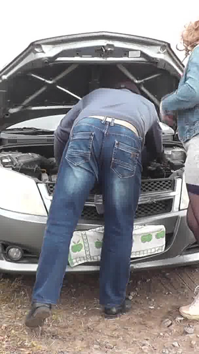 Unforgettable moment from "Sexy blonde MILF car broke down. Random passerby helped fix and fucked Milf in doggy style on"