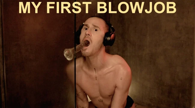 Autistic Benny's 1st Blowjob! Loud, sloppy, moaning deepthroat on my dildo