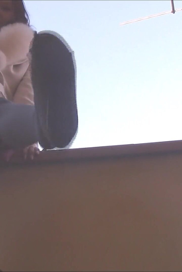 Dangling in Grey Pantyhose and Ballet Flats with Chains