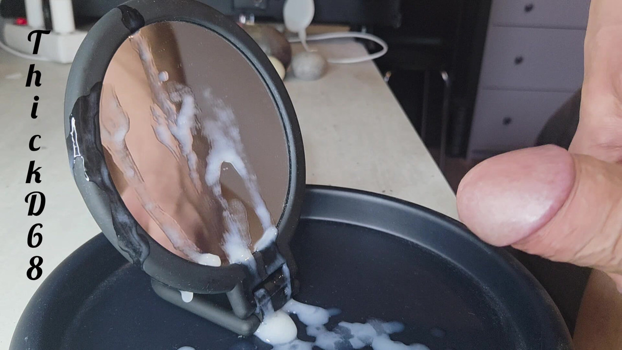 Huge sevenday cumload on mirror from thick gay cock