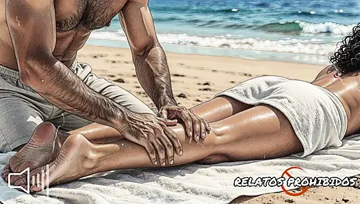 A stranger puts cream on you and fucks you on the beach. Story with a male voice. ASMR.