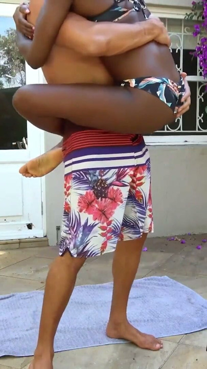 Natural African Beauty Enjoys Big Dick Outdoor Interracial Yoga Sex | Clip 1