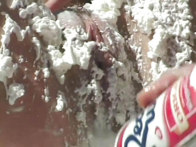 Hot brunette and stud get covered with whipped cream