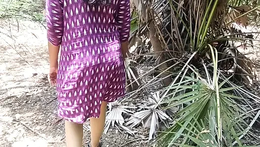 Housewife sucking and licking forest outdoor