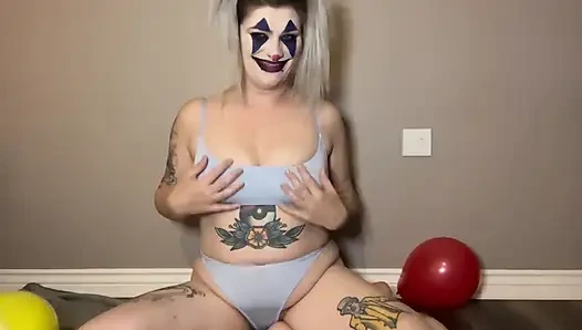 Ditzy Clown Girl Gets Hiccups From Balloons and Strips