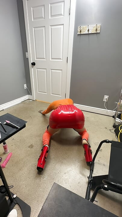Velma riding her favorite chair with her huge cock and big tits
