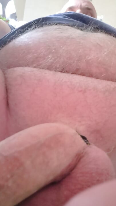 Grandpa Sits in Armchair and Plays with His Little Cock with a Vibrator Around His Little Cock