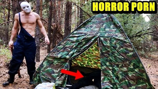 Masked villain fucks tired traveler in the woods HORROR PORN