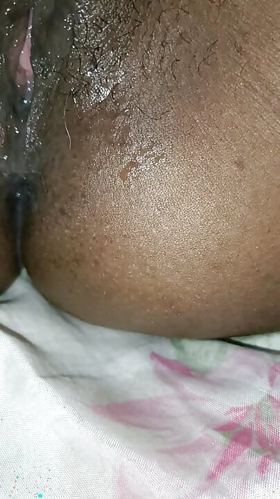 Playing with my sexy ebony skinny wife until cum and squirt