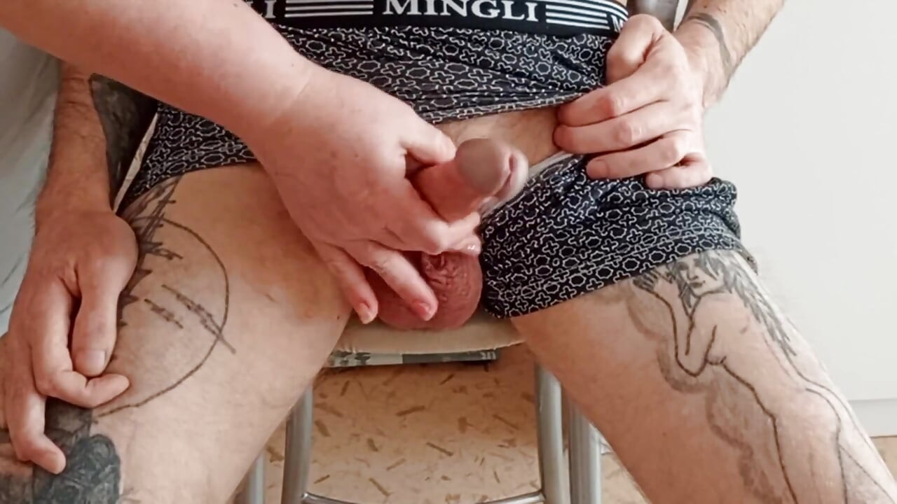 Mother-in-law Jerks off My Cock and Watches a Powerful Shot of Sperm Close up