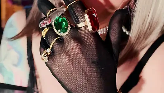 Nylon British Mature Tina Snua Smoking A Cigarette In Nylon Elbow Gloves & Jewellery - Smoker OMI OME Snap Inhale Drifting