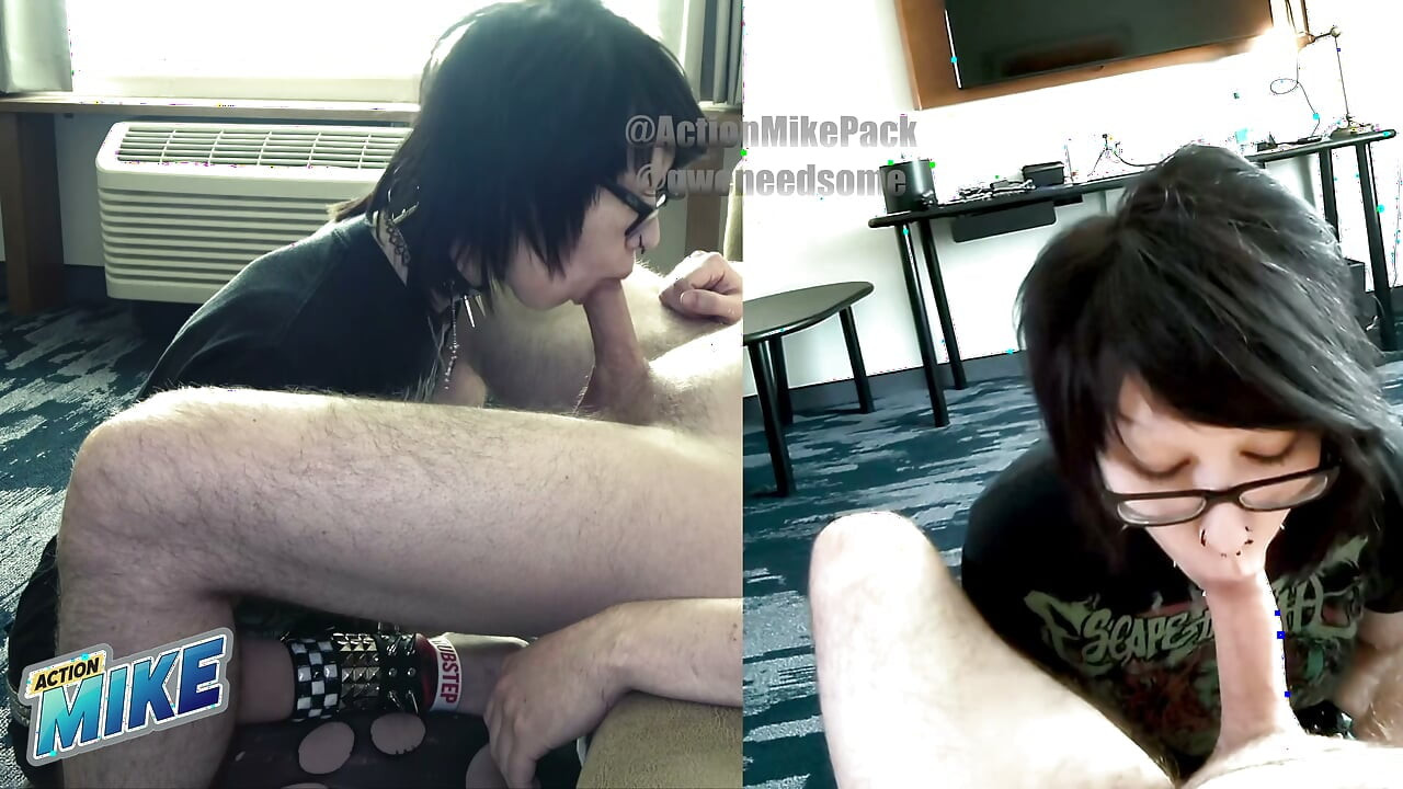 18yo Emo Dream Girl Gwen Shows Off Impossibly Sloppy Deepthroat and Ballsack Sucking