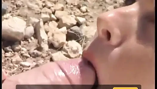 Pirang panas tersedak kontol monster di pantai sampai mulutnya dicrot