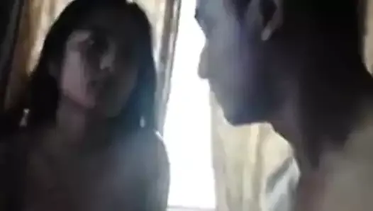 Very shy indian girl cooperating to boy frnd for nude selfie