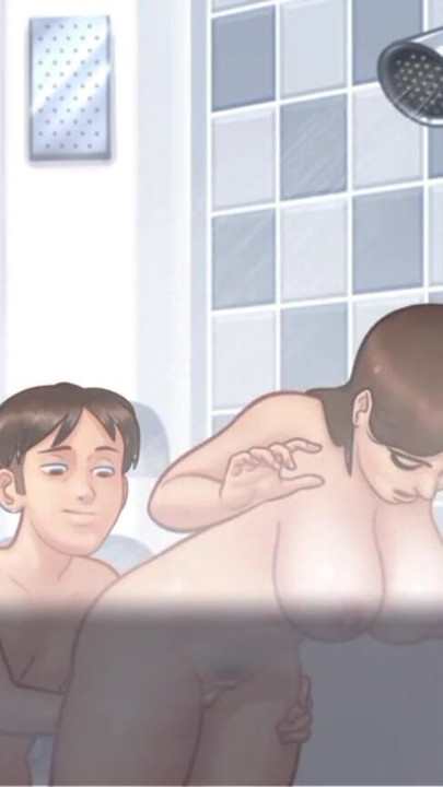 Milf Step-Mom Debbie All Shower lewd Scenes! summer time saga new update | Clip 1