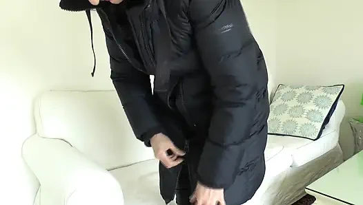 Zipper Test on a Dark Blue Down Coat, Lady Victoria Valente