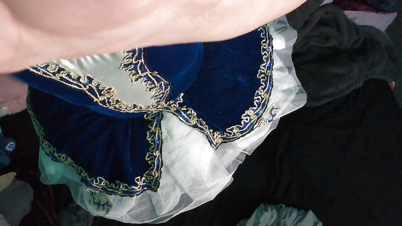 Having fun in wife's ballet dress