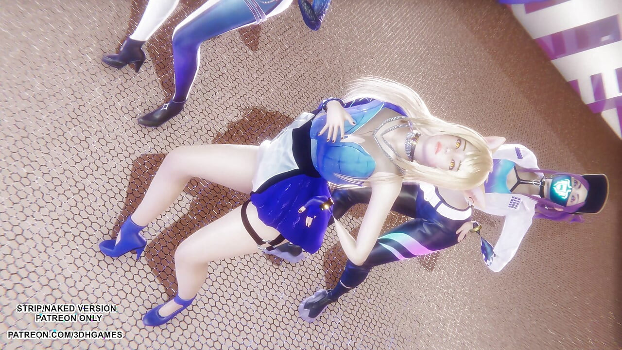 MMD KPop 惡魔獵手 - HUNTRX - 金阿赫里·阿卡利·凱薩性感Kpop舞蹈英雄聯盟無碼4K 60FPS