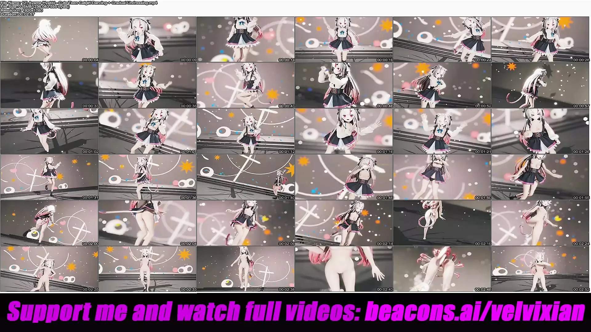 Ayame Hyakki - linda catgirl adolescente bailando + desnudarse gradualmente (3d hentai)