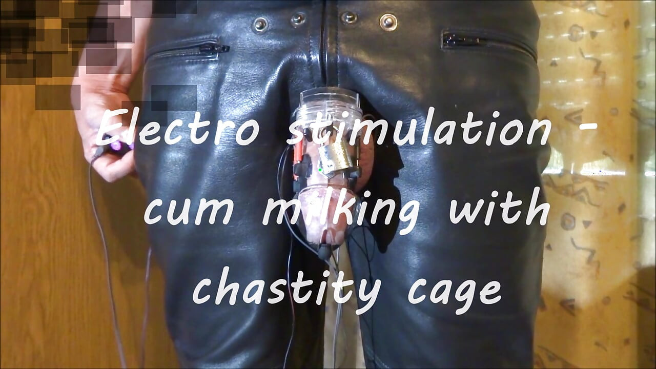 Electro stimulation - cum milking with chastity cage