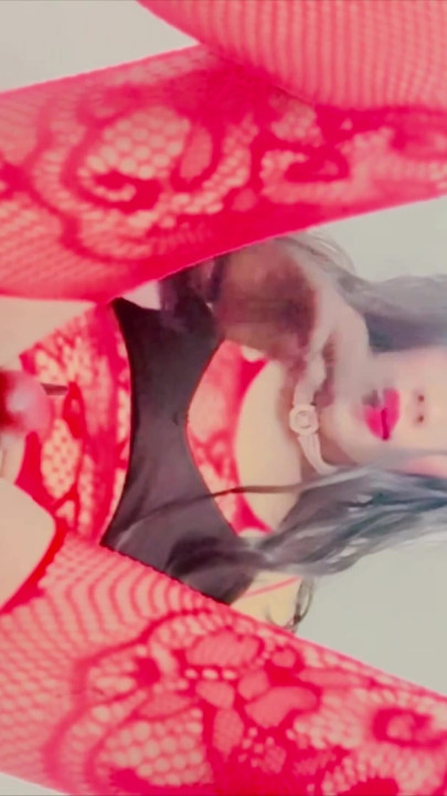 Veronika69 Red Fishnet Bottle Gourd Fuck Different Poses Loud Moaning | Clip 2