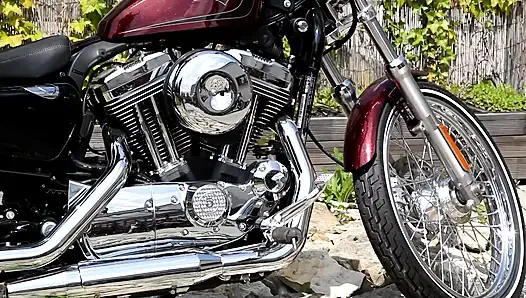 Skinny babe on the bike