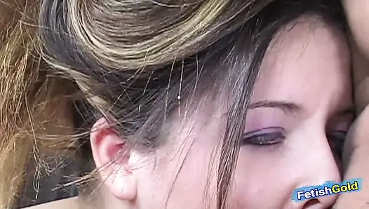 Sexy chubby brunette gets her fat pussy screwed by older guy