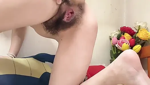 Petite Body Perfect Hairy Pussy Nature in Green Bikini