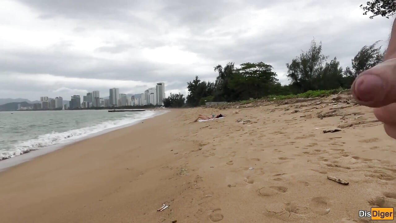 Babe Can I Cum on Your Tits? - Cock Flashing on the Beach