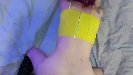 Sexy Cyber Elf gives amazing blowjob, gets fucked & dominated hard by big cock, and creampied (close up, POV)