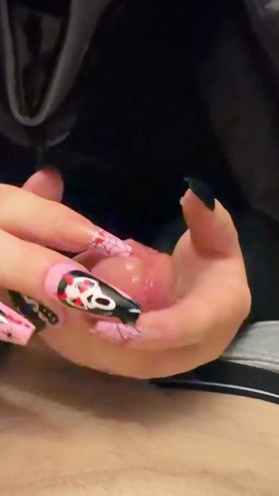 Horny Ghostface Girl under the Blanket Ruthlessly Jerked Me Off - the Best Dream of My Life on Halloween Night (Long Nails) | Clip 1