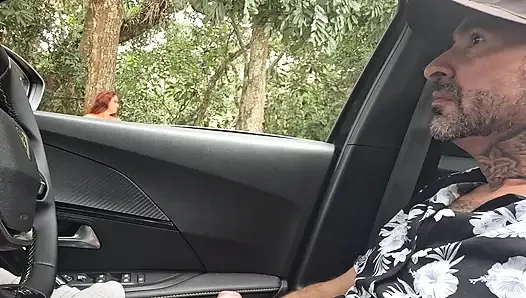 I Showed My Hard Cock to the Beautiful Redhead!