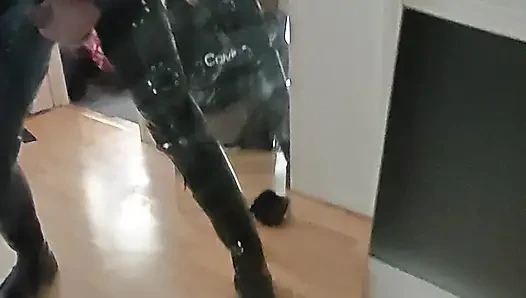 ShinySam1, shiny, catsuit, riding boots...
