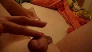 Wife plays with husband's cock