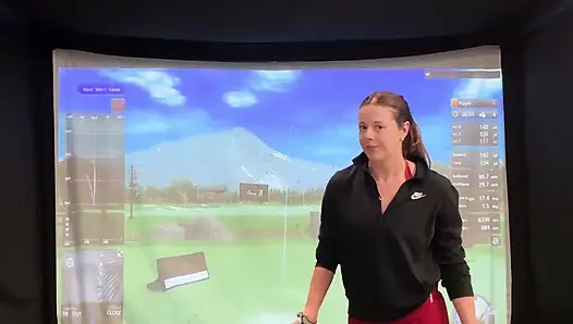 Trying to Golf in a Simulator with My Lush in! Trying Not to Cum While I Swing!