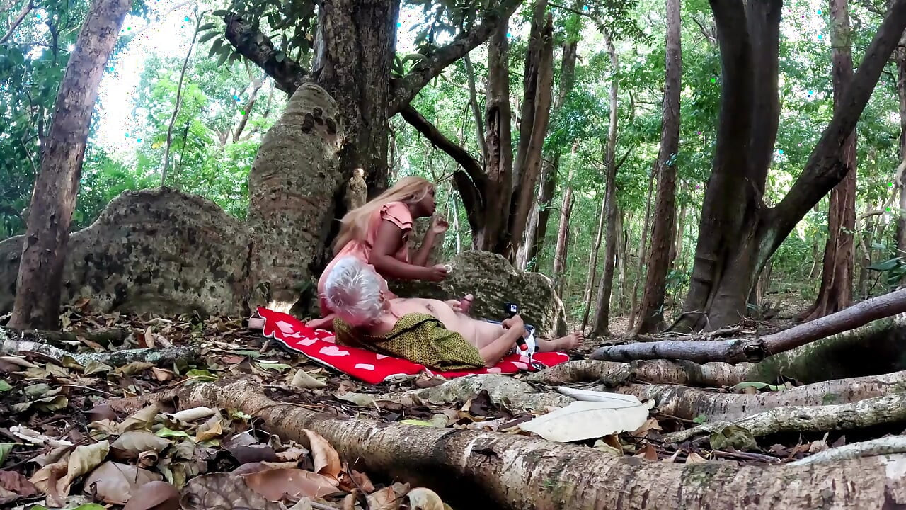 We rolled out the yoga mat between the tree roots and fucked