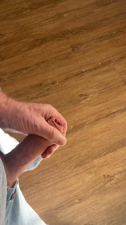 Wearing Jeans and wanking in the kitchen