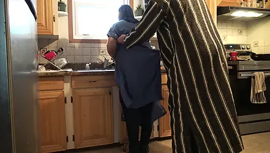 my husband fucks my asshole in the kitchen