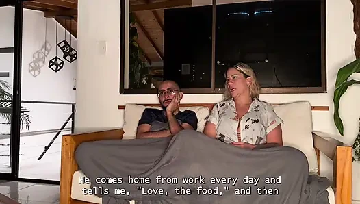 My horny brother-in-law is staying over, so I decide to ride his big, hairless cock with my MILF pussy until it's full of cum!